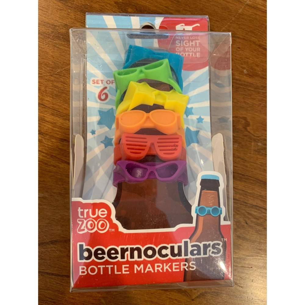True Zoo Beer Bottle Markers - Beer Glasses - Drink Charms - Set of 6